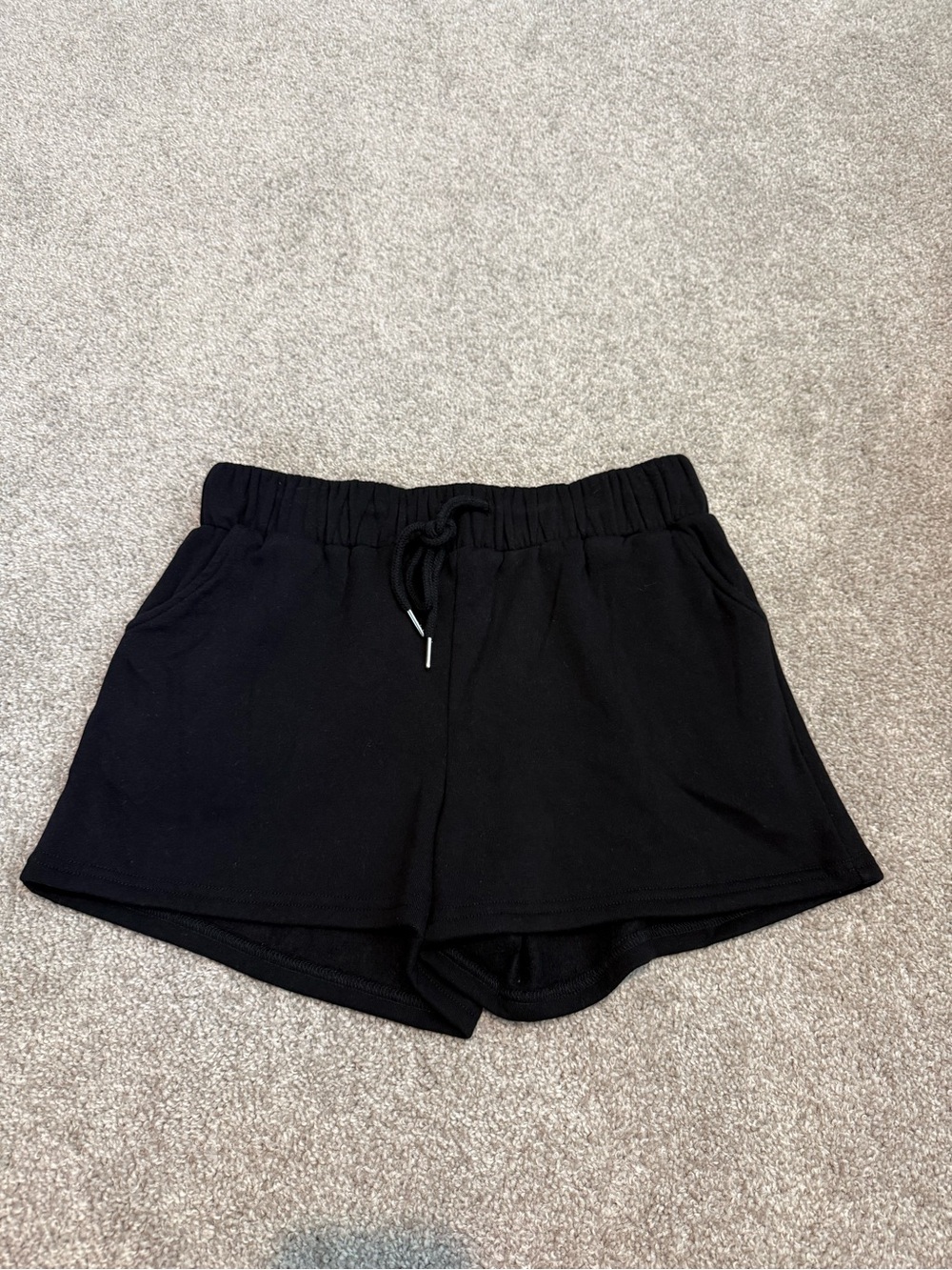 Zenana Black Elastic Drawstring Athletic Shorts